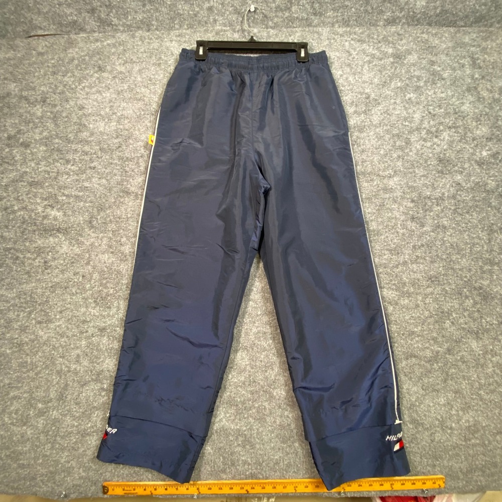 Tommy Hilfiger Athletics Mens Navy Blue Mesh Lined Track Pants Windbreaker Large